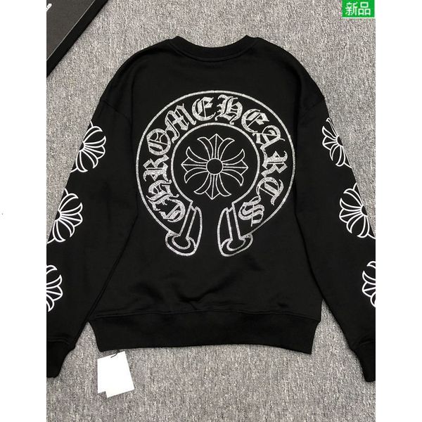 

chaopai croxinchaopai drill horseshoe sweater men's and women's 20 autumn and winter net red cross flower arm os black s