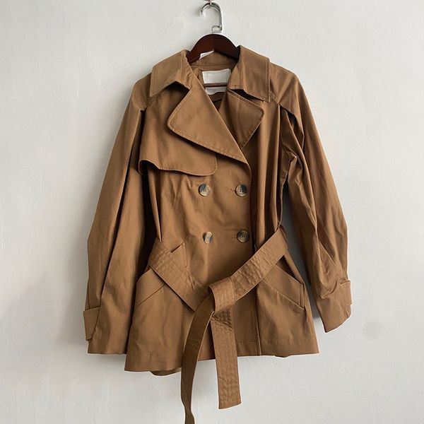 

caramel women's jacket casual autumn long double breasted waistcoat 2020 lady's office short trench coat female winter, Tan;black
