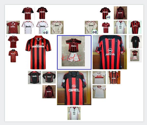 

1991 1992 1996 1997 2000 2001 2002 2003 2005 2006 2007 09 10 ретро а.с. футбол джерси кака мальдини инзаги pirlo milan урожай футбол, Black;yellow