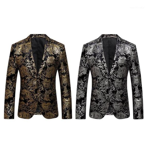 

men's suits & blazers 2021 male floral jacket suit mens fashion single button slim fit party plus size m-4xl1, White;black