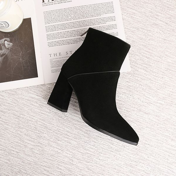 

new spring 2021 boots genuine size 22-26.5 feet long toe pointed at side women's shoes bocc, Black