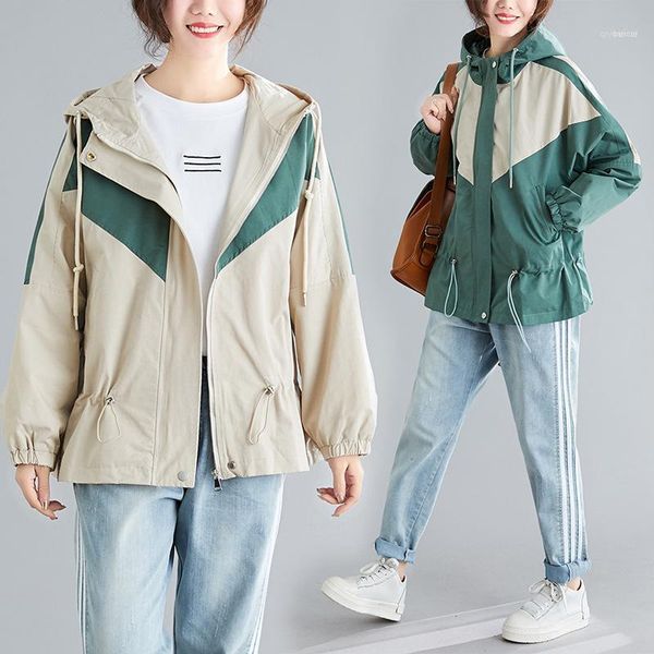 

fattening plus size 300jin extra large women's korean new style coat loose windbreaker coat 189411, Tan;black