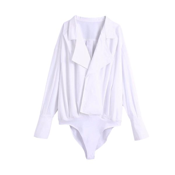 

2021 new elegant women solid white bodysuits fashion ladies cross rompers streetwear female down collar bodysuit 9klk, White;black
