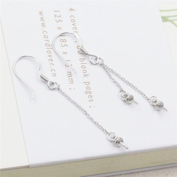 

jiudai jewelry s925 silver diy handmade earrings accessories ear hook with two cross chain ear lines