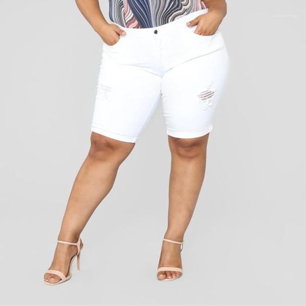 

large size woman's short jeans loose denim middle waist women's shorts stretch casual women shorts woman high waist jeans1, White;black