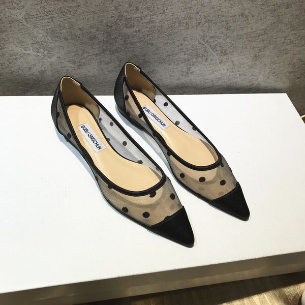 

sending the fashion women casual designer black mesh lace point toe flats loafer wedding shoes of bride 5ivc