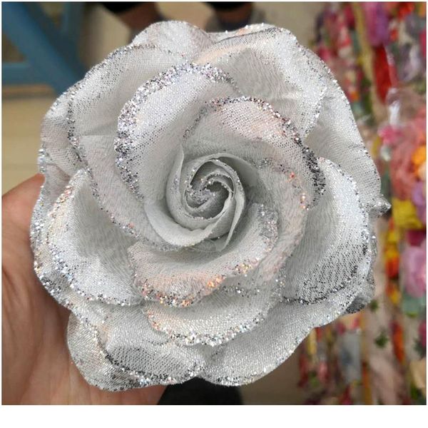 

30pcs gold rose artificial silk flowers heads for wedding decoration diy wreath gift box scrapbooking craft fake flo jllabx