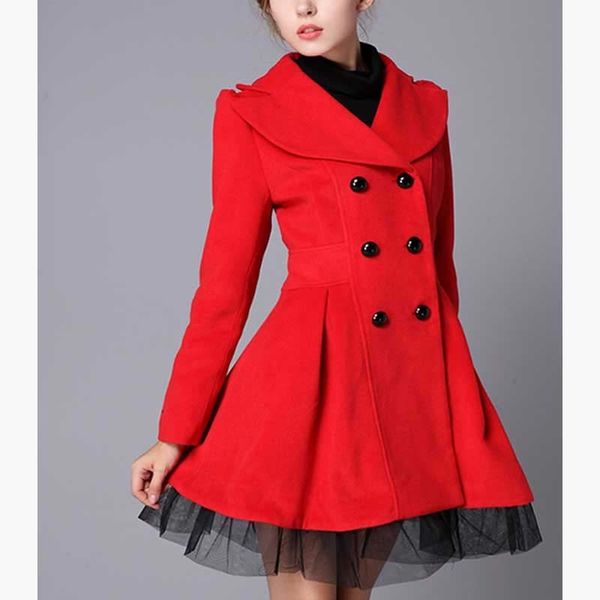 

women's fashionable zogaa veil long windcheater's jacket double breasted solid lace mixtures ladies coats outwear jackets 7czg, Black;brown