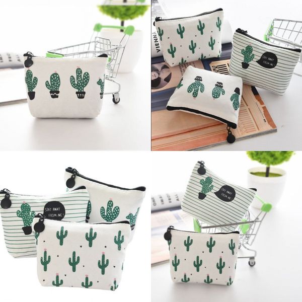 

creative cactus pencil case purse canvas portable pen money wallet stripe zipper pouch pocket keyring gift pencil bag 160 n2