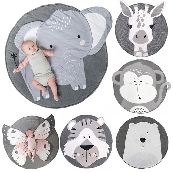 

90cm baby play mat cartoon animal soft cotton padded carpet rugs newborn infant crawling blanket pad room decoration kids gift lj201114