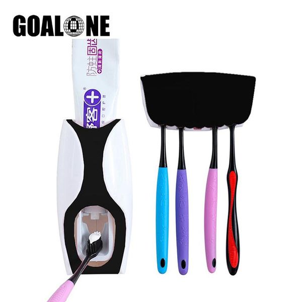 

bathroom accessories set automatic toothpaste dispenser squeezer dust-proof tooth brush holder wall mount rack bathroom supplies