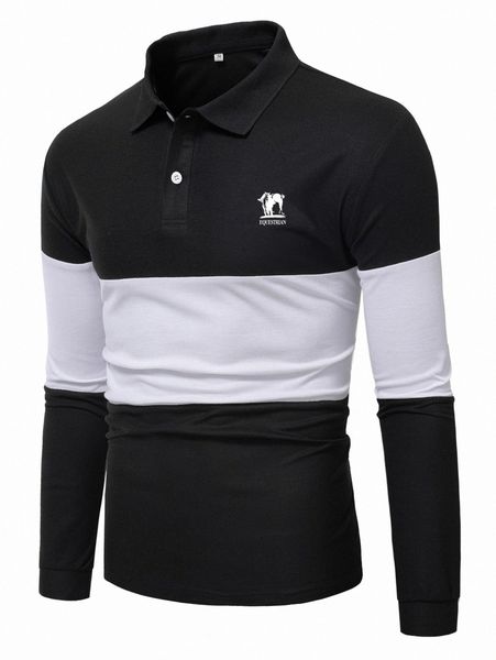 

men animal & letter graphic colorblock polo shirt u4c8#, White;black