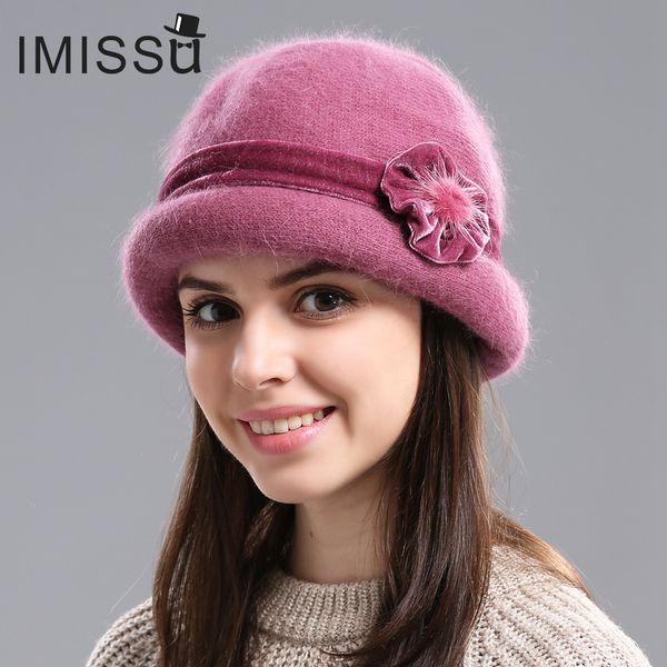 

imissu autumn winter fedora rabbit fur hat for women fashion casual cap solid colors gorros cap women's hats chapeau femme t200104, Blue;gray