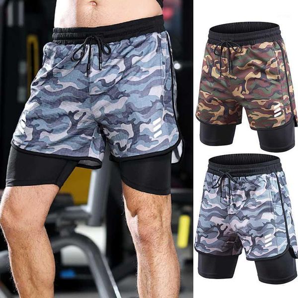 

running shorts men's 2 in 1 with pockets quick drying sport gym training wear workout double-layer fitness1, Black;blue