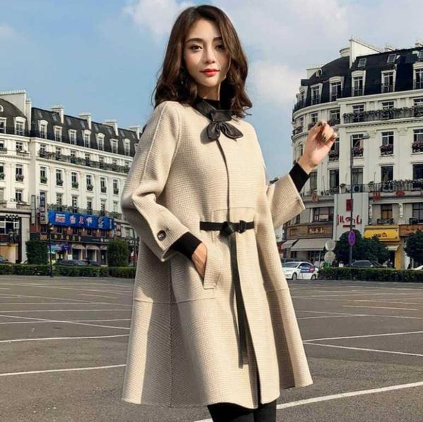 

woolen coat women winter long sleeve lapel fashion ladies, Black