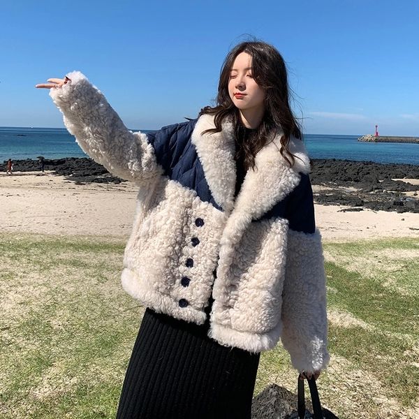 

2021 new winter wool mixes woman's jacket loose sleeve lapel seam thickening white women's jackets xy5097 3s11, Black