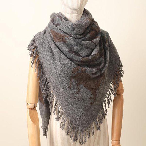 

naizaiga 100% cashmere print grey 150cm square fashion women shawl ladies scarf . sn4081, Blue;gray
