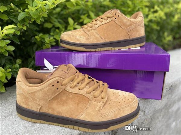 

новый подлинный dunk sb низкой пшеницы moocha skateboard обувь из замши пшеницы на открытом воздухе спортивная обувь загар мужчин женщин кро