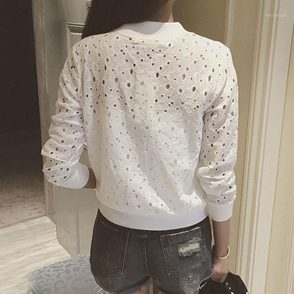 

fashion women bomber jacket long sleeve lace sunscreen shirt short summer thin coat casual baseball coat cgu 881, Black;brown