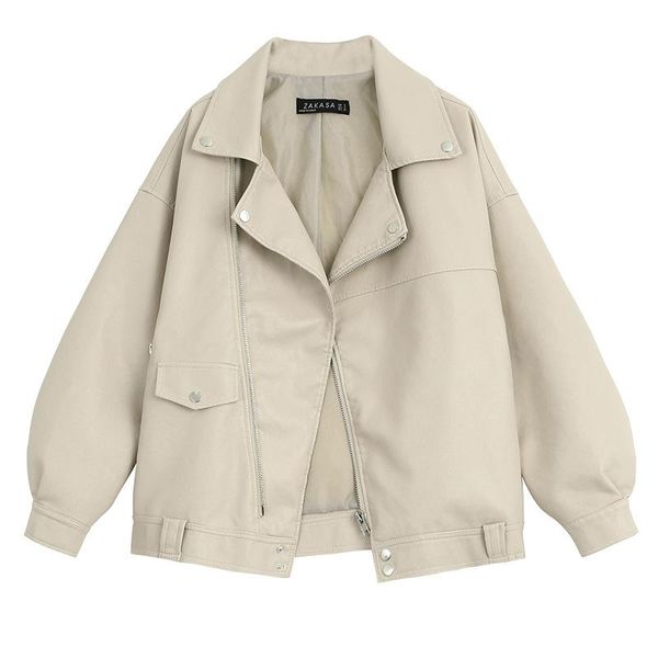 

faux leather jacket female coat plus size oversized 2020 coat women motocycle pu biker lady autumn fall white outerwear clothing, Black
