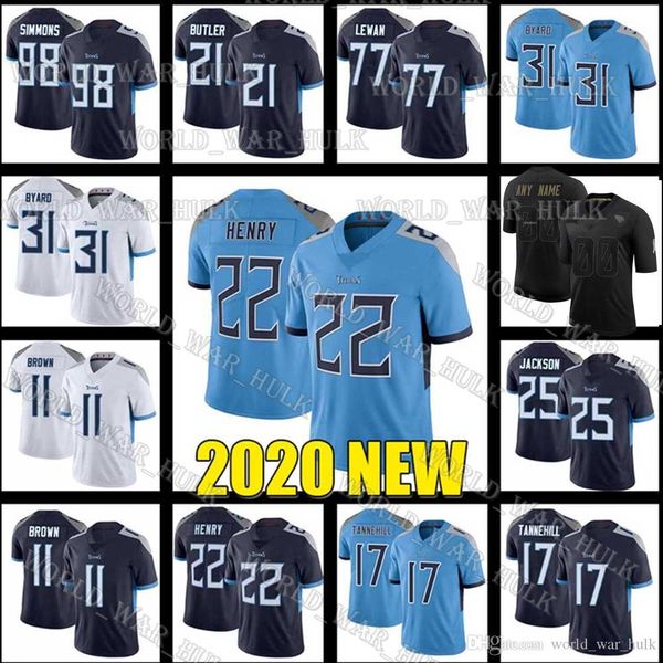 

99 jadeveon clowney jonnu smith jeffery simmons custom tennessee titans johnathan joseph malcolm butler eddie george jerseys, Black;red