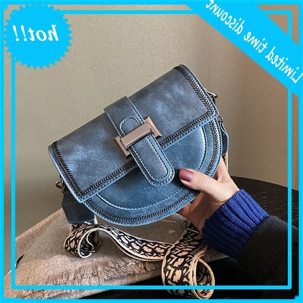 

texture design women's 2020 new style yangqi net red crossbody solid single shoulder saddle bag
