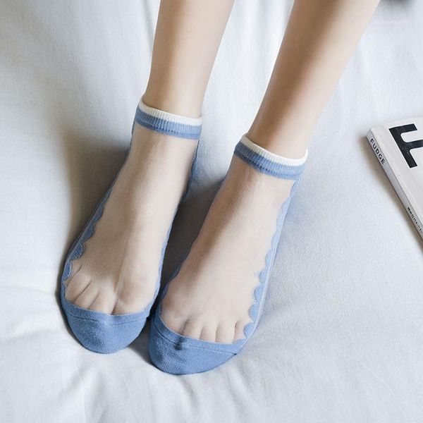 

socks summer trendy breathable ultra-thin short boat socks women transparent soft casual fashion women1, Black;white
