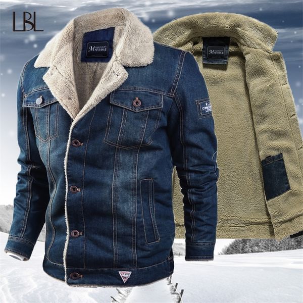 Giacca di jeans da uomo Trendy Winter Warm Fleece Cappotti Capispalla da uomo Moda Jean Giacche da uomo Cowboy Casual Fodera di lana Bomber Abbigliamento 201218