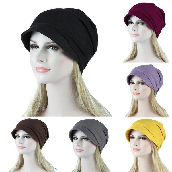 

soild muslim stretch turban hat camouflage hair loss head scarf wrap hat for women, Blue;gray