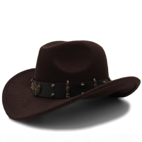 

wome men black wool chapeu western cowboy hat gentleman jazz sombrero hombre cap elegant lady cowgirl hats size 56-58cm t200104, Blue;gray