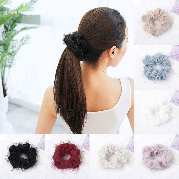 

cute pure color hair rings elastic headband elegant hair rope girls hairbands cloth shining hair scrunchies rope accessories q sqciym