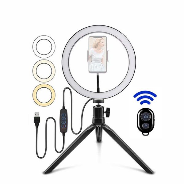 

flash heads 26cm dimmable light led lamp ring with tripod stand studio bluetooth remote control selfie pographic ringlight video
