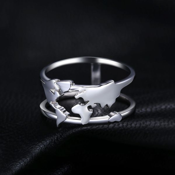 

jewelrypalace world sterling map rings for women statement stackable ring band silver 925 fine jewelry ly191226, Slivery;golden