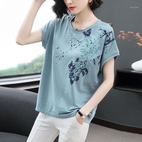 

plus size 4xl casual shirt women 2021 summer women blouse ladies shirt cotton print loose short sleeve blouse female blusas1, White