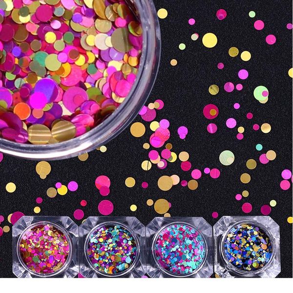 

nail glitter powder sequins paillette nail art decoration nail flakies mixed size art de jlljga, Silver;gold