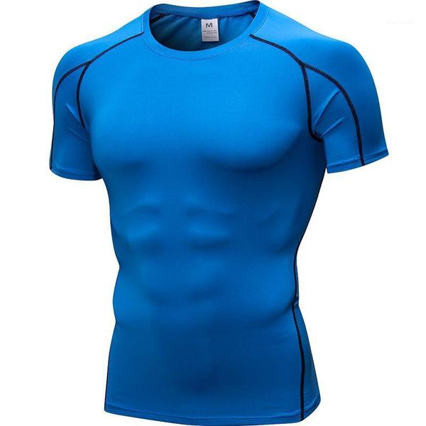 

running jerseys workout sport t-shirts quick dry compression fitness breathable jersey rashguard bodybuilding gym clothing male1, Black;blue