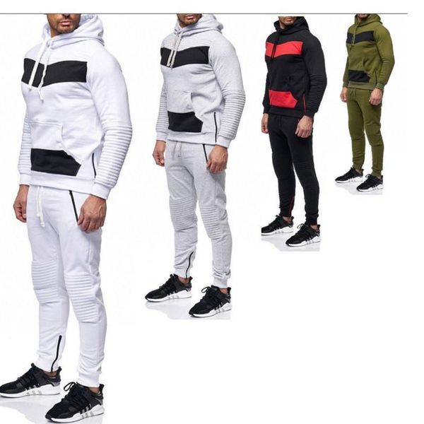 

running sports tracksuits men sportswear suit sweatshirt sweatpants male gym fitness training hoodie pants sets jogging clothing, Gray