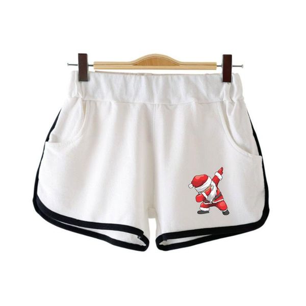 

women's shorts christmas santa claus print cool waist women casual loose cotton fashion gym clothes, White;black