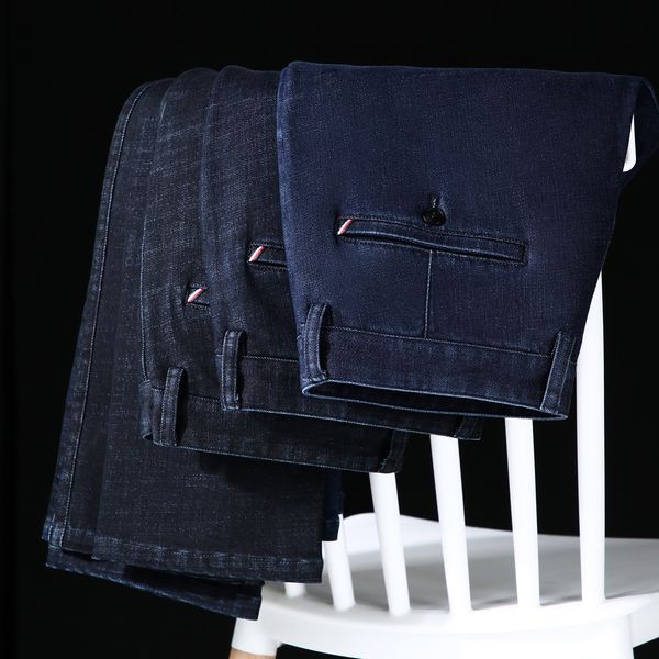 

2020 autumn new straight-legged men's business classic black high-quality blue jeans denim male pants brand