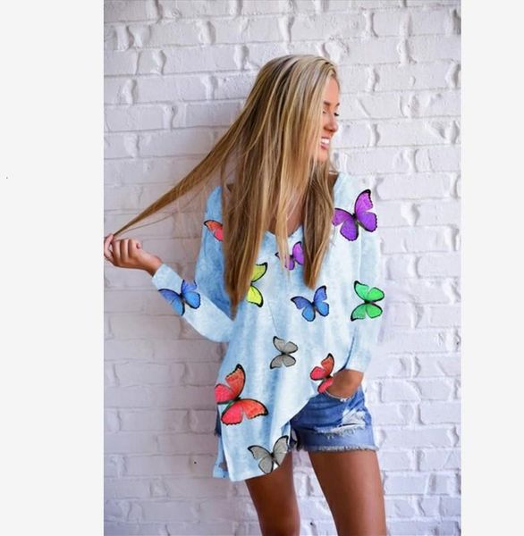 

2021 winter cotton spring women plus sizes casual large big loose butterfly vintage t shirts vintage full long sleeve, White