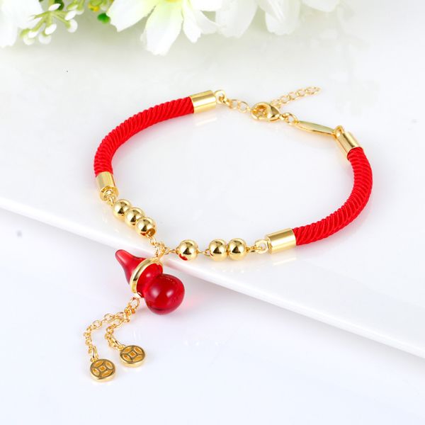 

red rope lucky bag bracelet red pointed gourd bracelet, Silver