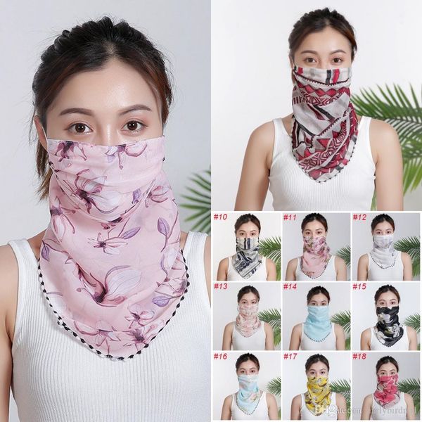 

scarf ship women ready face mask to summer silk chiffon handkerchief outdoor windproof face dust-proof sunshade masks wholesale fy6129