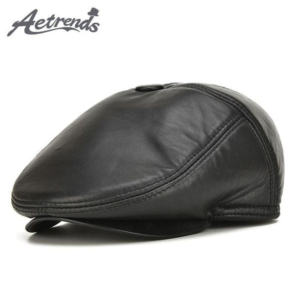 

sboy hats [aetrends] fashion 100% genuine leather caps men's z-5305, Blue;gray