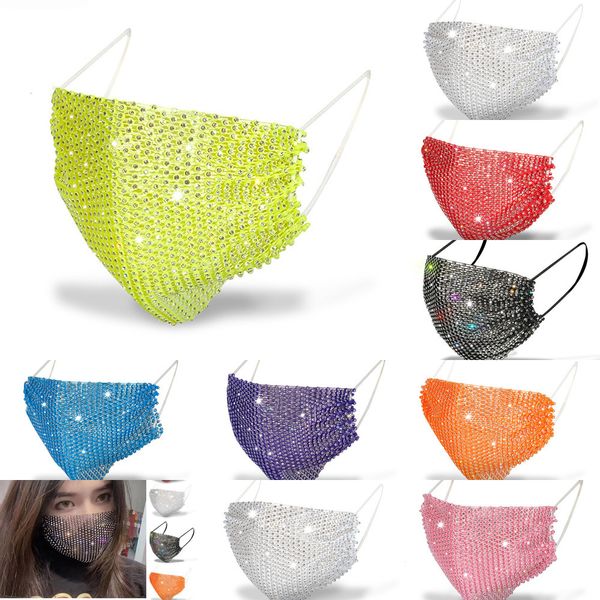 

sequins designer fashion face black white sunscreen mask with diamond masks trendy rhinestone facemask 7 nv02h