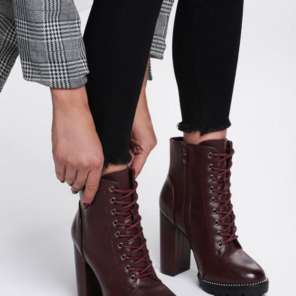 

[gogd]2021 fashion style women's boots black leather female zipper high heel buckle riding boots