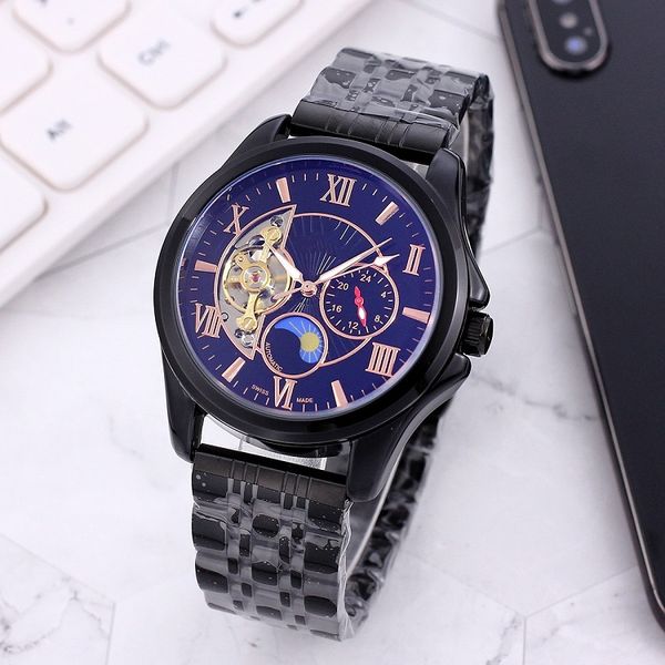 

2020 new luxury mens watches large flywheel five stitches automatic mechanical watch designer watches omg brand steel strap, Slivery;brown