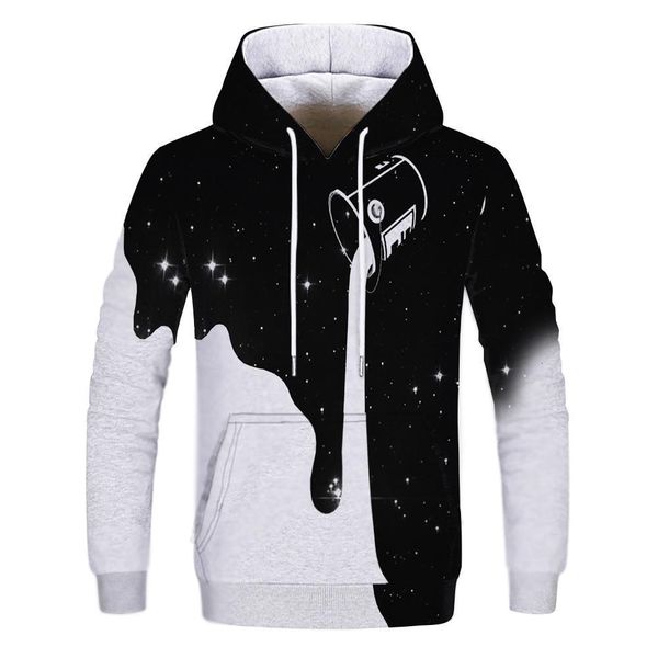 

fashion men/women 3d sweatshirts print milk space galaxy hooded hoodies wholesale and retail, Black