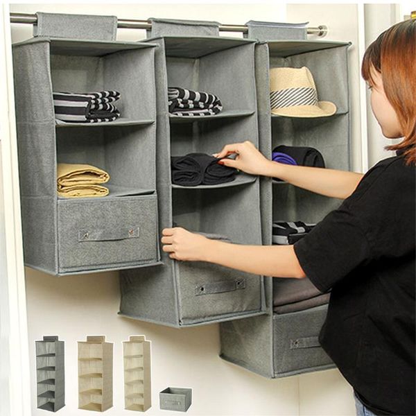 

storage boxes & bins 1pcs wardrobe hanging bag interlayer drawer clothes hangers holder portable organizer closet