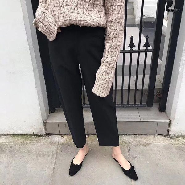 

women pants nordic style designer silhouette high waist curved design casual twill trousers streetwear1, Black;white