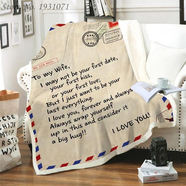 

blankets letter letters to my wife express love blanket 3d print sherpa on bed home textiles dreamlike gift 071